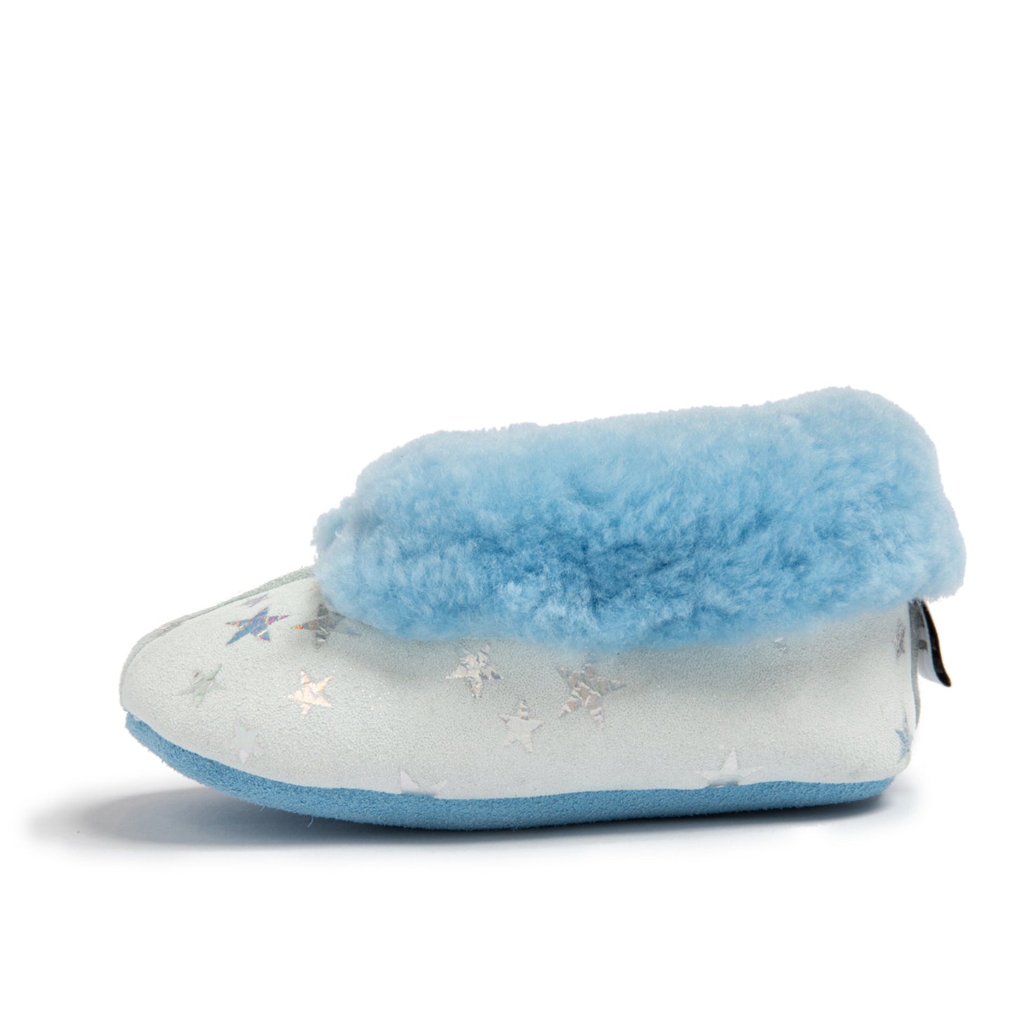 CLYDE Soft Sole Slippers Grey & Blue (side view) - Shop Online | shooshoos.co.za
