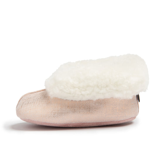 PRANCER Soft Sole Slippers Pink & White (side view) - Shop Online | shooshoos.co.za