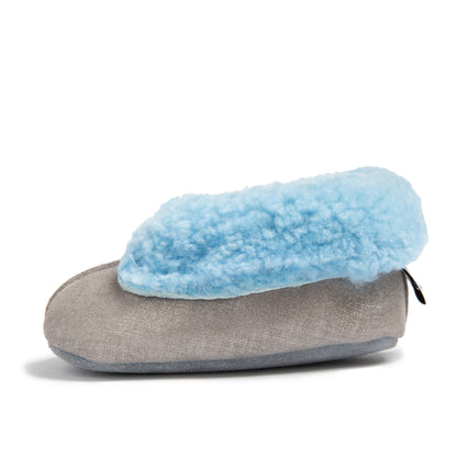 DASHER Soft Sole Slippers Grey & Blue (side view) - Shop Online | shooshoos.co.za