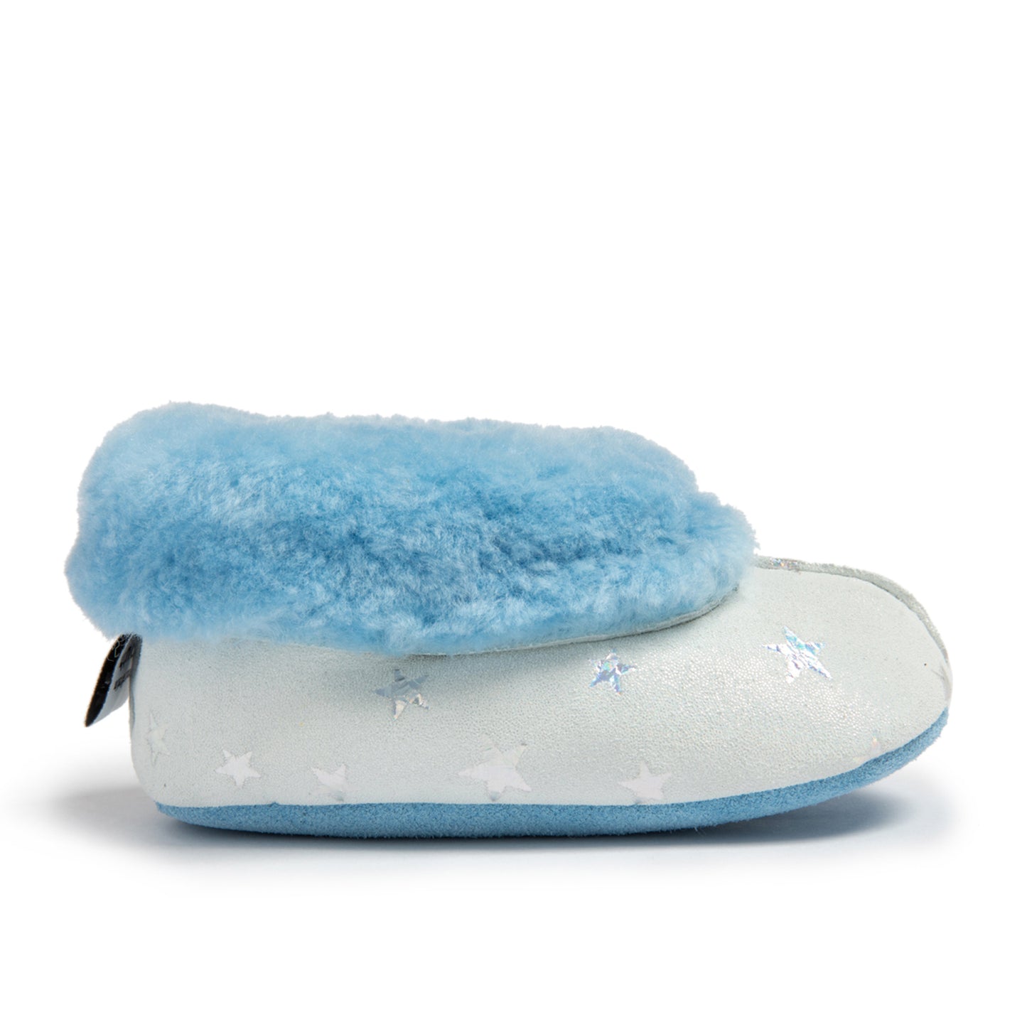 CLYDE Soft Sole Slippers Grey & Blue (side view) - Shop Online | shooshoos.co.za